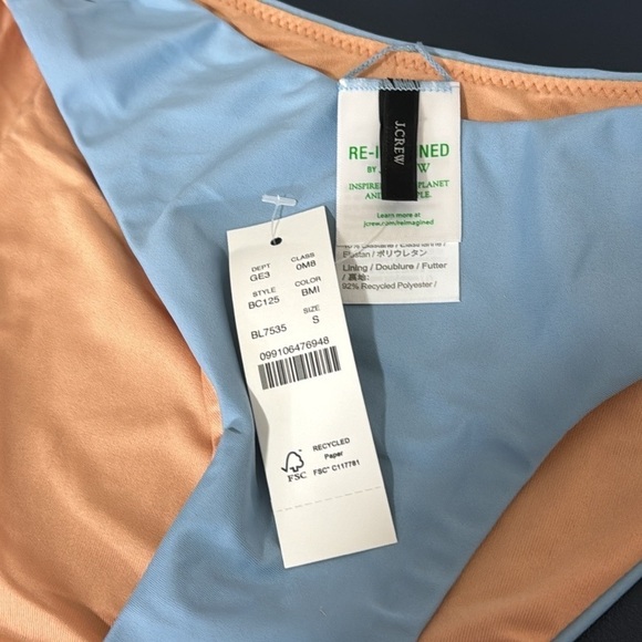 J. Crew Bikini Bottom Women's S Blue Curved-waist Cheeky New BC125 7838 - Picture 10 of 13